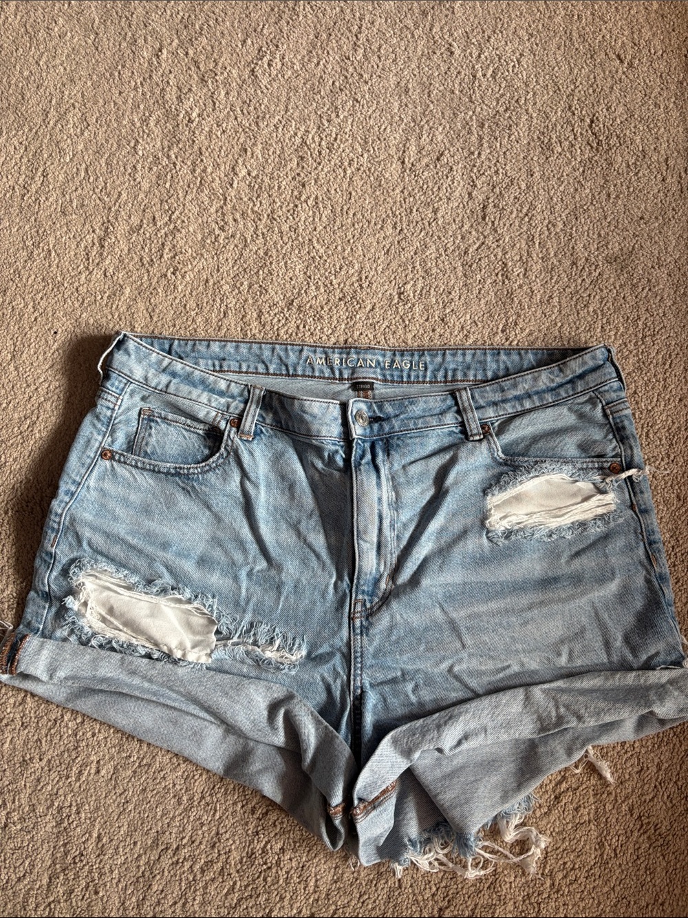 American Eagle Outfitters Women’s Light Wash Distressed Denim Shorts